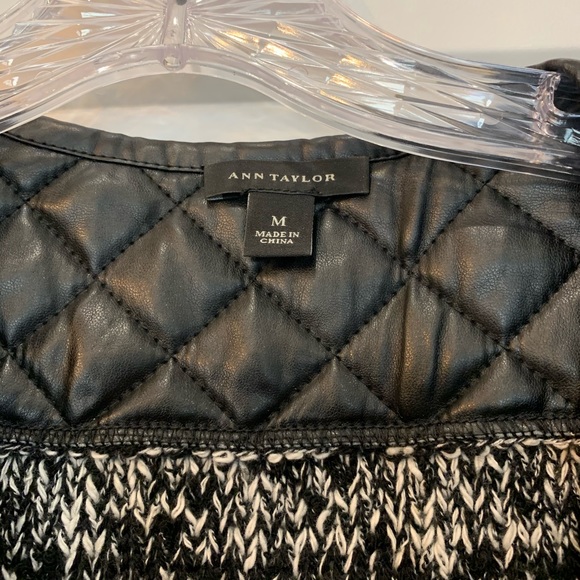 Ann Taylor Black & White Sweater Moto Jacket - Picture 3 of 6